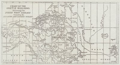 Carte des régions arctiques montrant le passage du Nord-Ouest reliant les océans Atlantique et Pacifique - John Dower